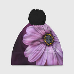 Шапка с помпоном Фиолетовый цветок - WOMAN, цвет: 3D-черный