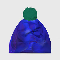 Шапка с помпоном Неоновый синий цветок, цвет: 3D-зеленый