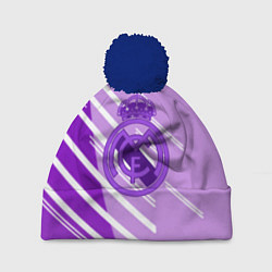 Шапка с помпоном Real Madrid текстура фк, цвет: 3D-тёмно-синий