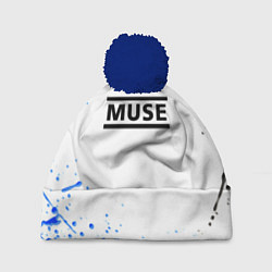 Шапка с помпоном MUSE рок стиль краски, цвет: 3D-тёмно-синий