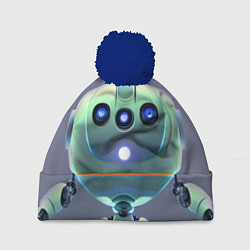 Шапка с помпоном Робот человекоподобный, цвет: 3D-тёмно-синий