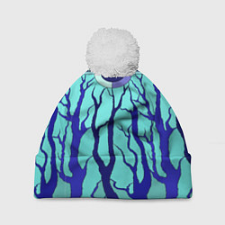 Шапка с помпоном Turquoise abstraction, цвет: 3D-белый