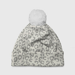 Шапка c помпоном Светло бежевый леопард