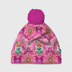 Шапка с помпоном Лисица и паттерн, цвет: 3D-малиновый