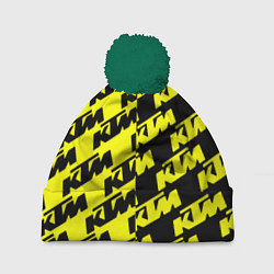 Шапка с помпоном KTU жёлто чёрный стиль, цвет: 3D-зеленый