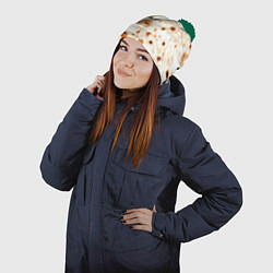 Шапка с помпоном Текстура светлого лаваша, цвет: 3D-зеленый — фото 2