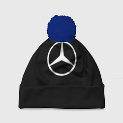 Шапка с помпоном Mercedes benz logo white, цвет: 3D-тёмно-синий
