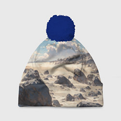 Шапка с помпоном Аниме пляж, цвет: 3D-тёмно-синий
