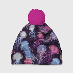 Шапка c помпоном Светящиеся медузы