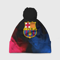 Шапка с помпоном Barcelona fc club gradient smoke, цвет: 3D-черный