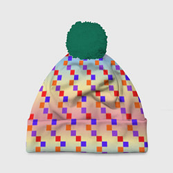 Шапка с помпоном Тетрис импровизированный, цвет: 3D-зеленый