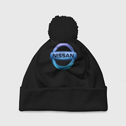 Шапка с помпоном Nissan logo neon, цвет: 3D-черный