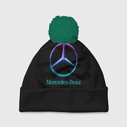 Шапка с помпоном Mercedes neon logo, цвет: 3D-зеленый