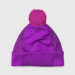 Шапка с помпоном Фиолетовый градиентный полосатый комбинированный у, цвет: 3D-малиновый