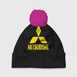 Шапка с помпоном Mitsubishi logo yelow, цвет: 3D-малиновый