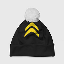 Шапка с помпоном Citroen logo yellow, цвет: 3D-белый