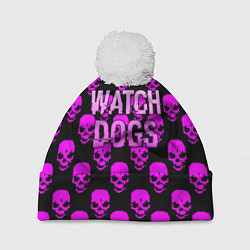 Шапка с помпоном Watch dogs neon skull, цвет: 3D-белый