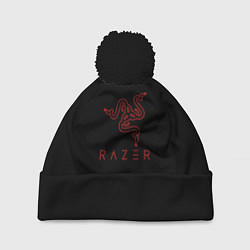 Шапка c помпоном Razer red logo