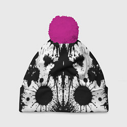 Шапка c помпоном Psychedelic Rorschach test - ai art