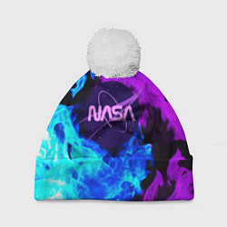 Шапка c помпоном NASA neon flame