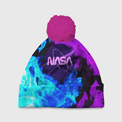 Шапка c помпоном NASA neon flame