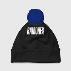 Шапка c помпоном Ramones white logo