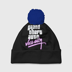 Шапка с помпоном GTA vice city logo, цвет: 3D-тёмно-синий