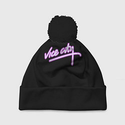 Шапка c помпоном Vice city logo neon