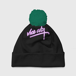 Шапка c помпоном Vice city logo neon