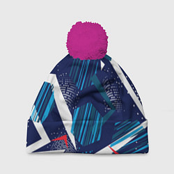Шапка с помпоном Абстрактный фон с пятнистым узором, цвет: 3D-малиновый