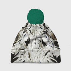 Шапка с помпоном Black and white abstraction, цвет: 3D-зеленый