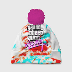 Шапка с помпоном GTA vice city clors, цвет: 3D-малиновый