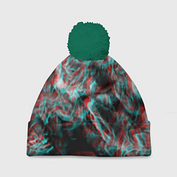 Шапка с помпоном Дым из вейпа глитч, цвет: 3D-зеленый
