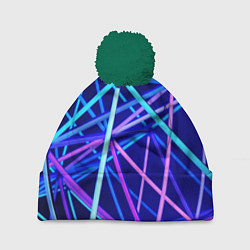 Шапка с помпоном Неоновая текстура геометрия, цвет: 3D-зеленый