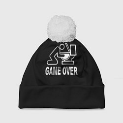 Шапка с помпоном Конец игры у унитаза, цвет: 3D-белый