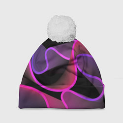 Шапка с помпоном Линейная геометрия, цвет: 3D-белый