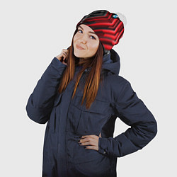 Шапка с помпоном BMW geometry stripes red, цвет: 3D-белый — фото 2