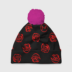 Шапка c помпоном Twenty one pilots rose pattern