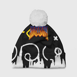 Шапка с помпоном Doom game pattern, цвет: 3D-белый