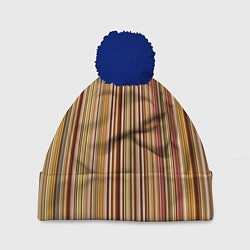 Шапка с помпоном Полосатость, цвет: 3D-тёмно-синий