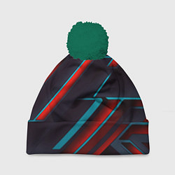Шапка c помпоном Абстракция из линий