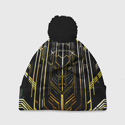 Шапка с помпоном Gold lines on a black background, цвет: 3D-черный