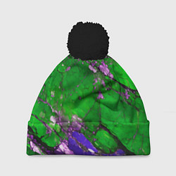 Шапка с помпоном A purple mineral in a green stone, цвет: 3D-черный