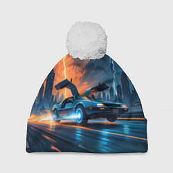 Шапка c помпоном Автомобиль и ночные молнии