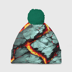 Шапка c помпоном Треснувший камень жёлтый