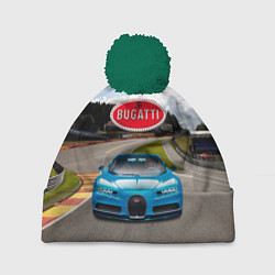 Шапка с помпоном Bugatti - motorsport racing route, цвет: 3D-зеленый