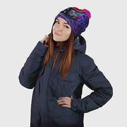 Шапка с помпоном Bugatti Italy - мечта автомобилиста, цвет: 3D-малиновый — фото 2