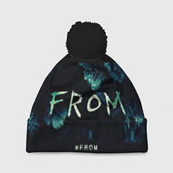Шапка с помпоном Извне на фоне леса, цвет: 3D-черный