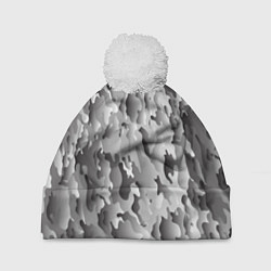 Шапка с помпоном Монохромный камуфляж, цвет: 3D-белый