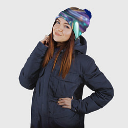 Шапка с помпоном Космическая краска, цвет: 3D-тёмно-синий — фото 2